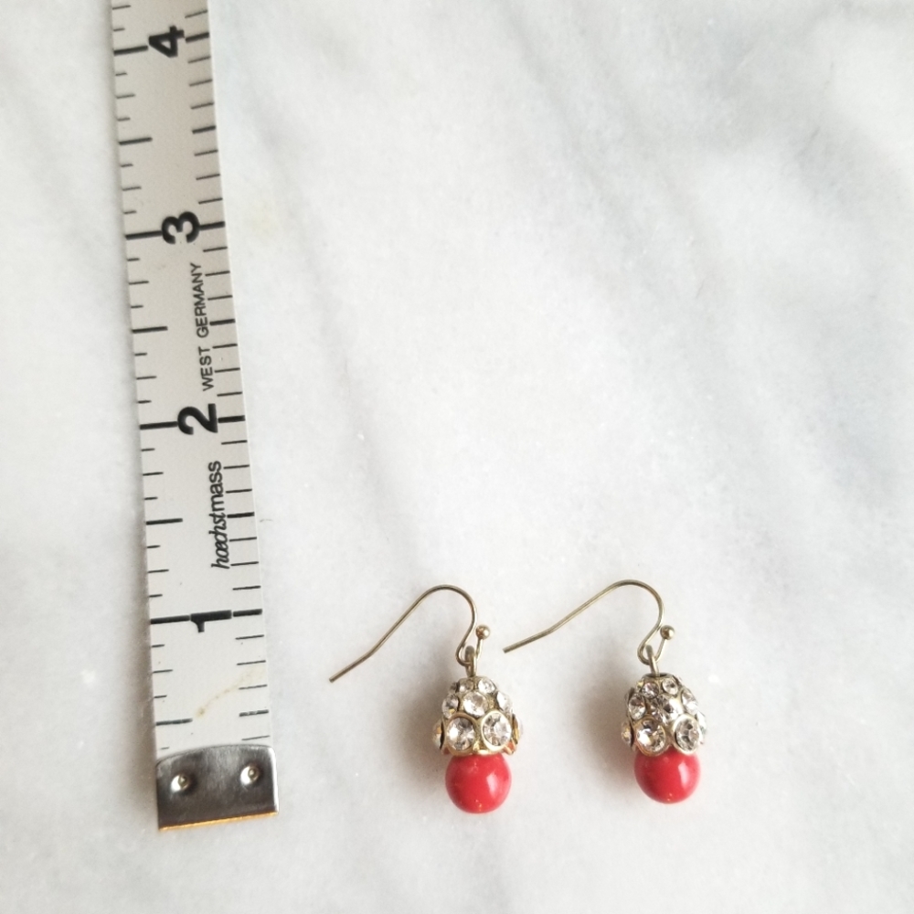 Red and crystal earrings - Picture 2 of 9